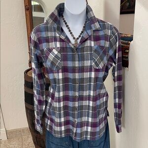 Plaid Button Down Shirt - Purple and Blue